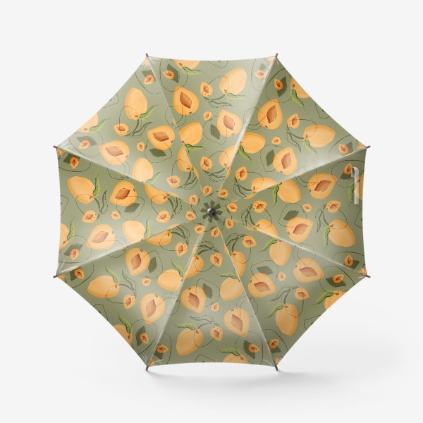 Зонт «Милые оранжевые абрикосы на зеленом фоне»