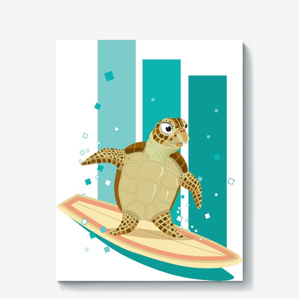 Холст «Лето, море и черепаха серфер)»