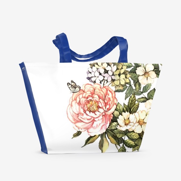 Пляжная сумка &laquo;Винтажные акварельные цветы&raquo;
