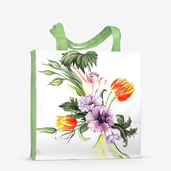 Сумка-шоппер «Акварельные весенние цветы»