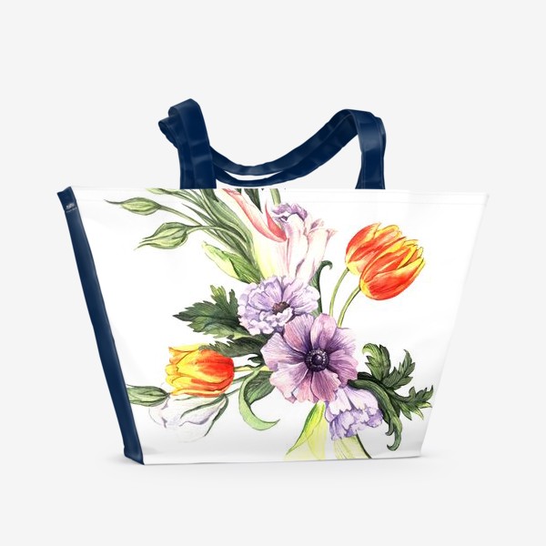 Пляжная сумка «Акварельные весенние цветы»