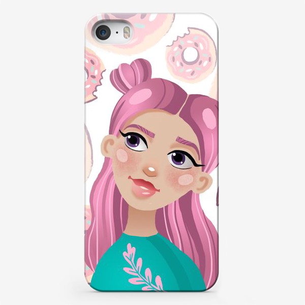 Чехол iPhone «Девочка с пончиками»