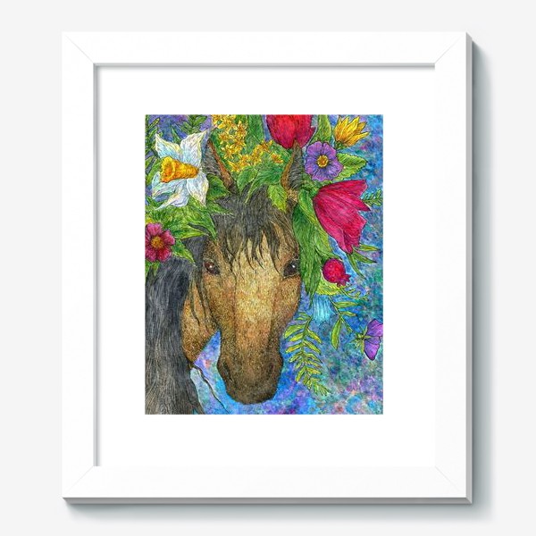 Картина «Лошадь и весенние цветы»