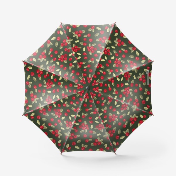 Зонт «Брусника, ягодный паттерн»