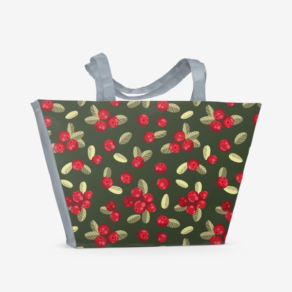 Пляжная сумка «Брусника, ягодный паттерн»