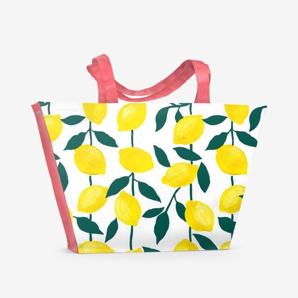 Пляжная сумка «Лимоны, акрил и тушь»
