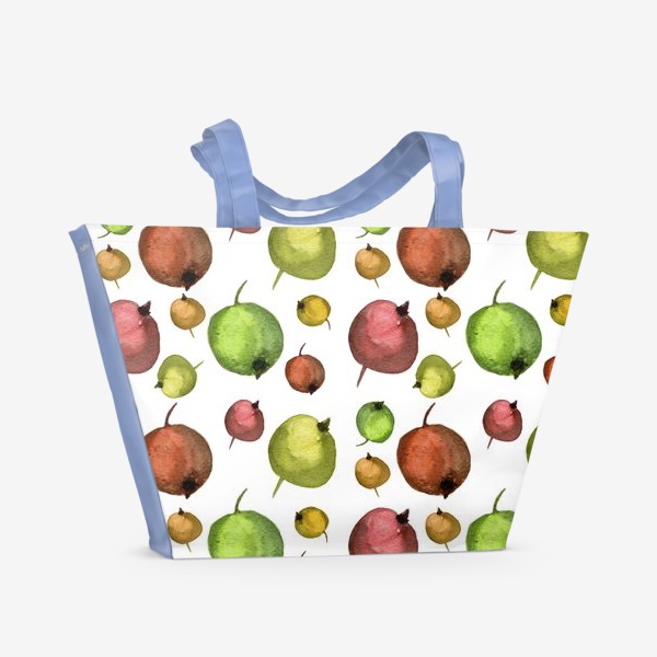 Пляжная сумка «Яблоки паттерн акварель»