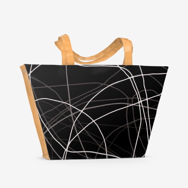 Пляжная сумка «Линии на черном фоне»