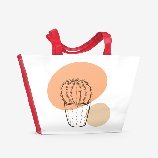 Пляжная сумка «Кактус в горшке, графика, минимализм»