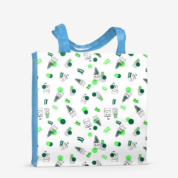 Сумка-шоппер «Зеленые кактусы-дудлы»