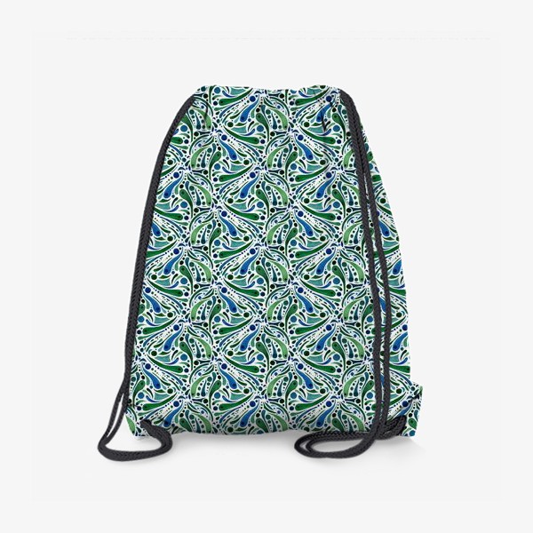 Рюкзак «Узор зелено-синий мелкий (бесшовный паттерн)»