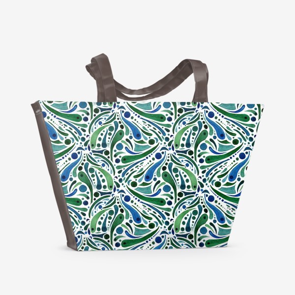 Пляжная сумка «Сине-зеленый узор крупный (бесшовный паттерн)»