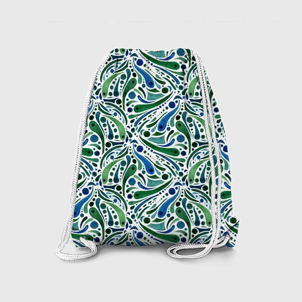 Рюкзак «Сине-зеленый узор крупный (бесшовный паттерн)»