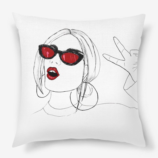 Подушка «Девушка в красных очках»