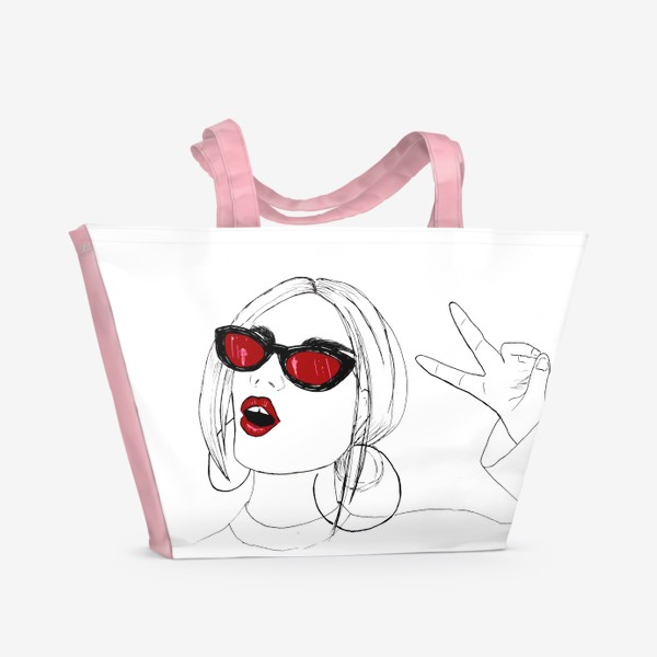 Пляжная сумка «Девушка в красных очках»