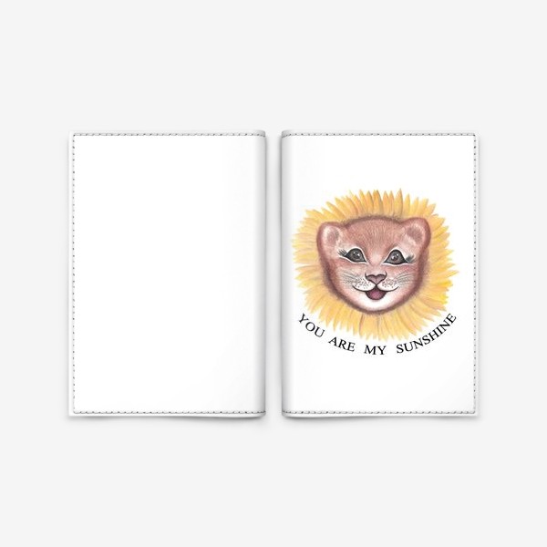 Обложка для паспорта «Львенок и подсолнух. Милые животные»