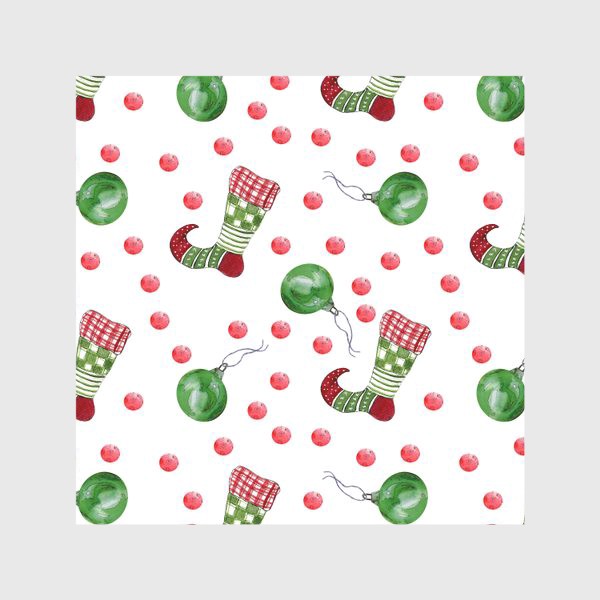 Скатерть «Новогодние носки с зелеными шарами»