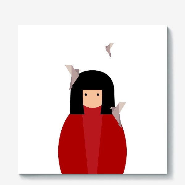 Холст «Восточная девушка с оригами - птицами»