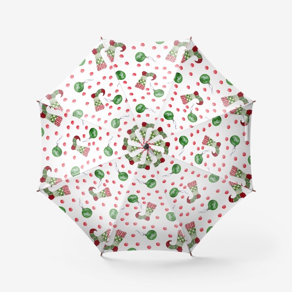 Зонт «Новогодние носки с зелеными шарами»