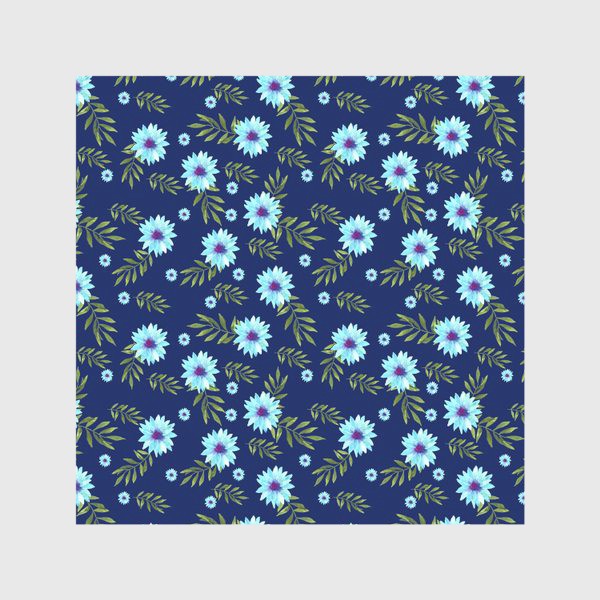 Скатерть «Мелкие  цветы на синем фоне»