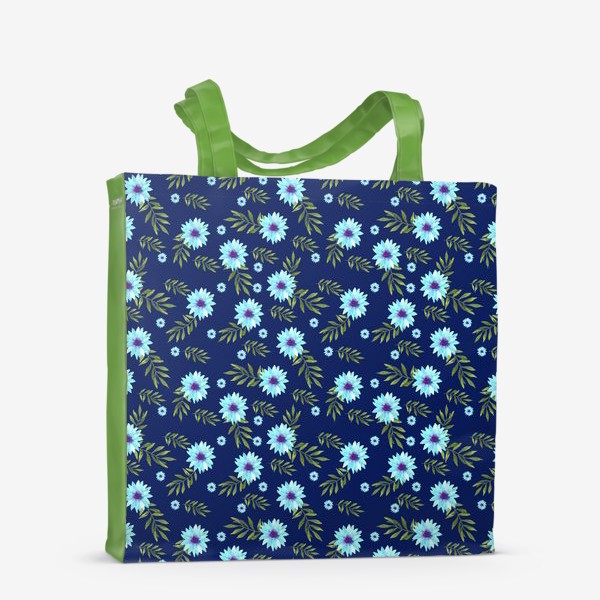 Сумка-шоппер «Мелкие  цветы на синем фоне»
