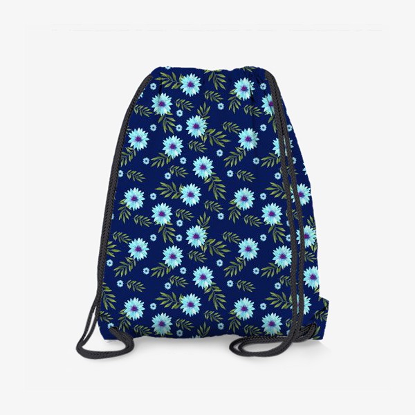 Рюкзак «Мелкие  цветы на синем фоне»