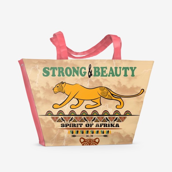Пляжная сумка «STRONG & BEAUTY. Львица на гранжевом фоне»