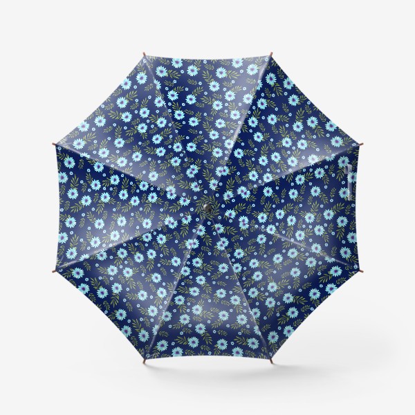 Зонт &laquo;Мелкие  цветы на синем фоне&raquo;