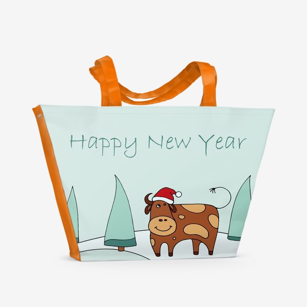 Пляжная сумка «Поздравление С Новым Годом. 2021. Символ нового года 2021»