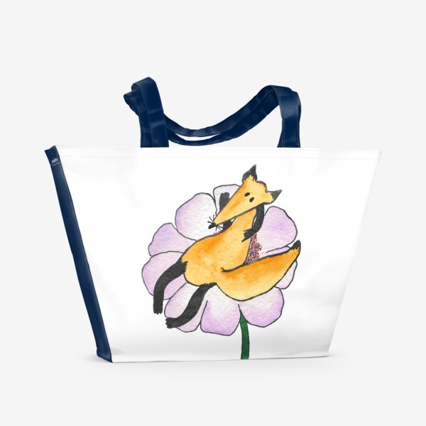 Пляжная сумка «Лисенок на цветочке»