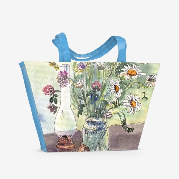 Пляжная сумка «летний натюрморт со стаканом чая»