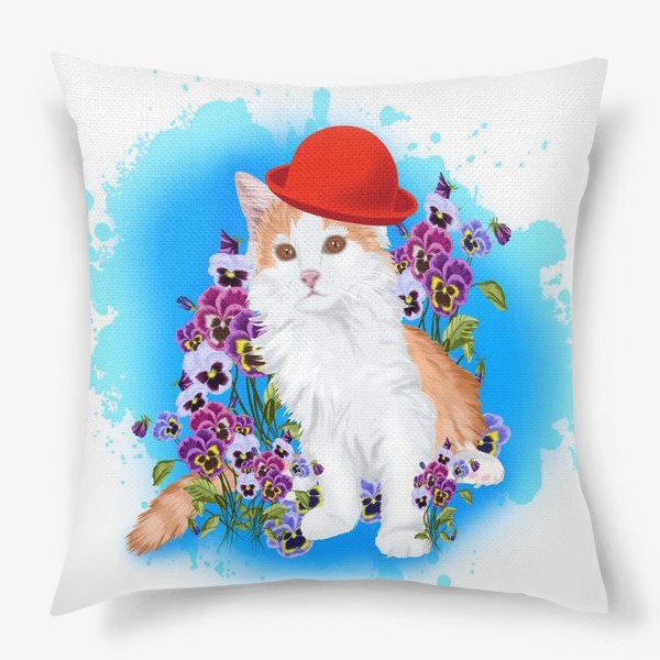 Подушка «Рыжий кот в красной шляпе»