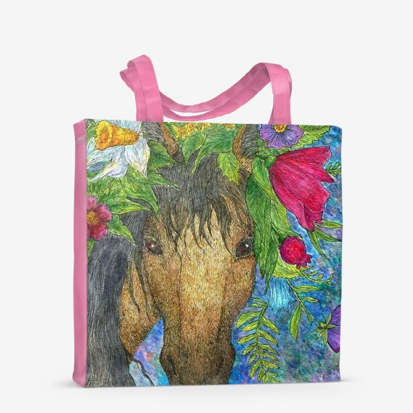 Сумка-шоппер «Лошадь и весенние цветы»