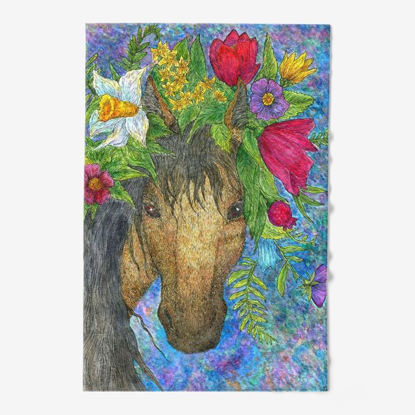 Полотенце &laquo;Лошадь и весенние цветы&raquo;