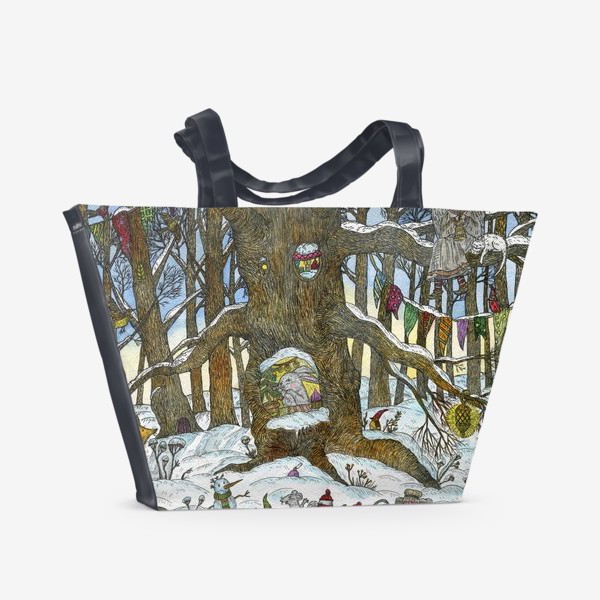 Пляжная сумка «Рождество в сказочном лесу»