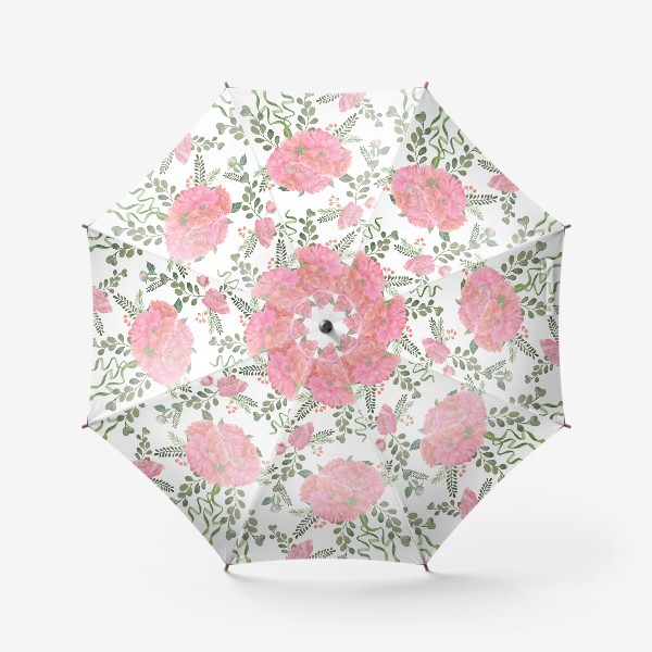 Зонт «Акварель. Бесшовный рисунок  цветы Пионы. »