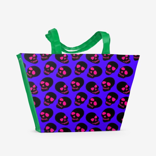Пляжная сумка «Веселые яркие черепки. Счастливого хэллуина! »