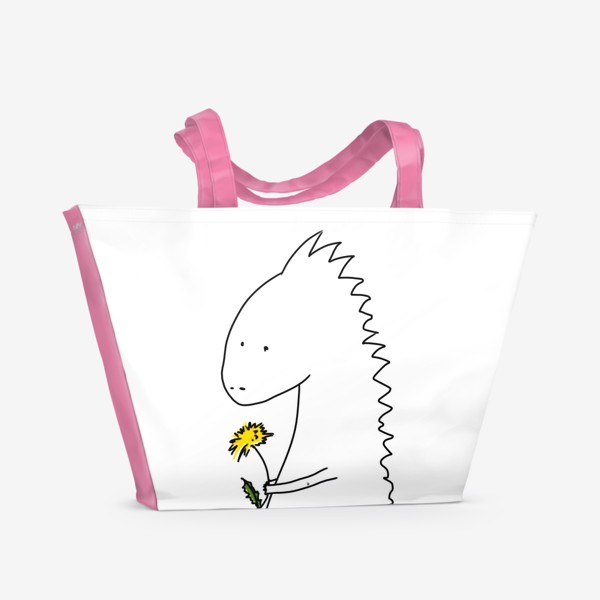 Пляжная сумка «Динозаврик с одуванчиком »
