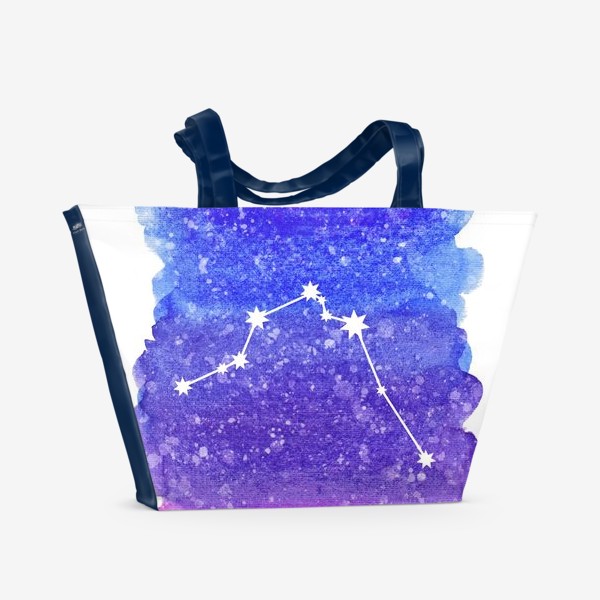 Пляжная сумка «Созвездие Водолей. Акварельный фон»