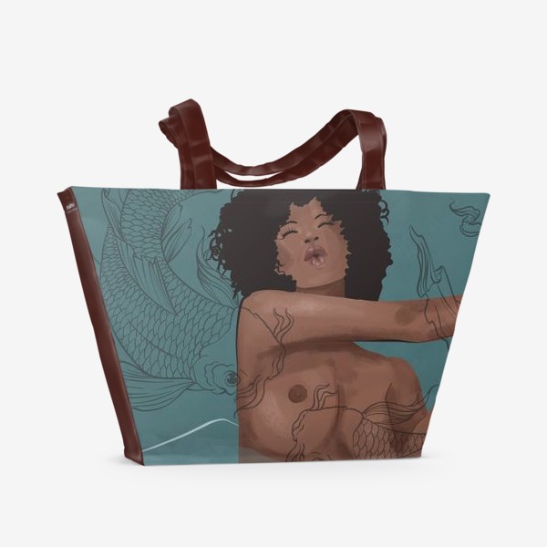 Пляжная сумка «Девушка и рыбы»