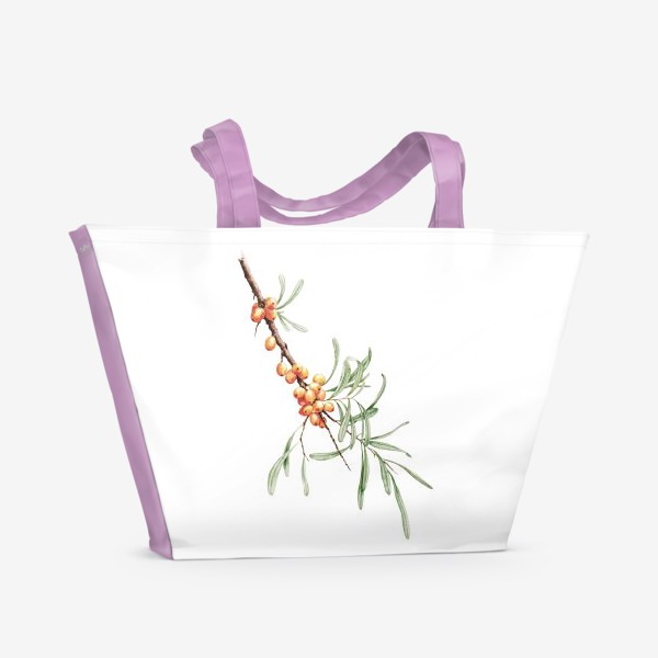Пляжная сумка &laquo;Ветка облепихи ботаническая иллюстрация&raquo;