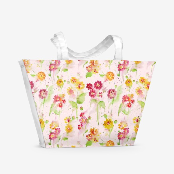Пляжная сумка &laquo;Цинии. Садовые цветы.&raquo;