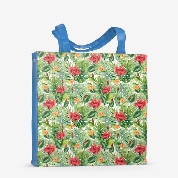 Сумка-шоппер &laquo;Акварельные цветы и тропические листья&raquo;