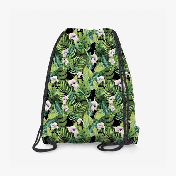 Рюкзак «Акварельные цветы каллы и тропические листья»