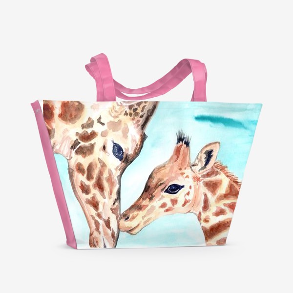 Пляжная сумка &laquo;Жирафы. Вся любовь в одном прикосновении&raquo;