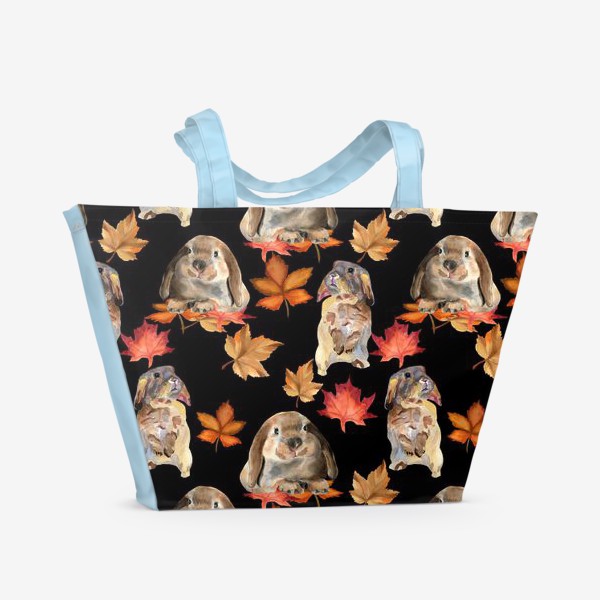 Пляжная сумка «кролики и осенние листья»