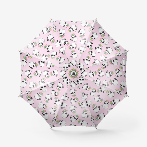 Зонт «Енот индеец на розовом фоне»