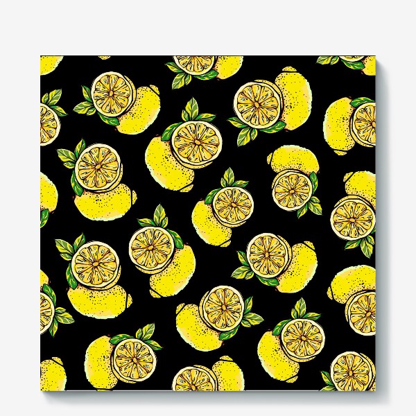 Холст «Яркие сочные акварельные лимоны »
