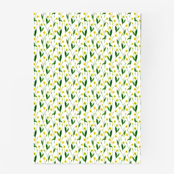 Постер «Паттерн милые жёлтые акварельные полевые цветы, жёлтые лютики»