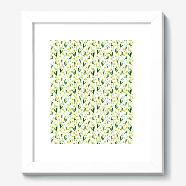 Картина «Паттерн милые жёлтые акварельные полевые цветы, жёлтые лютики»